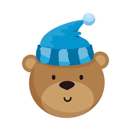 little bear teddy with hat vector illustration designのイラスト素材