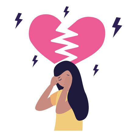 heart break woman with mental psychological depressed vector illustrationのイラスト素材
