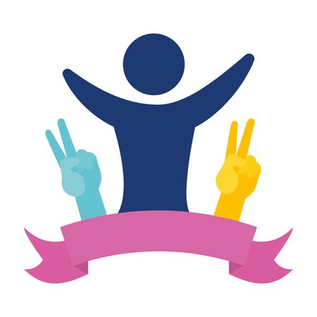 people hnads peace and love international youth day vector illustrationのイラスト素材