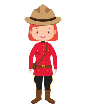 canadian police mounted woman happy canada day vector illustrationのイラスト素材