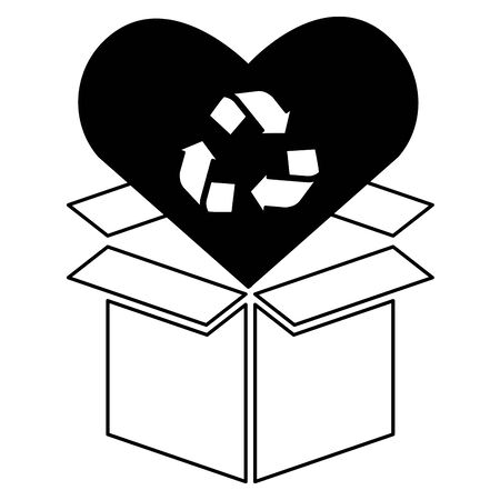 cardboard box love recycle eco friendly environment vector illustrationのイラスト素材