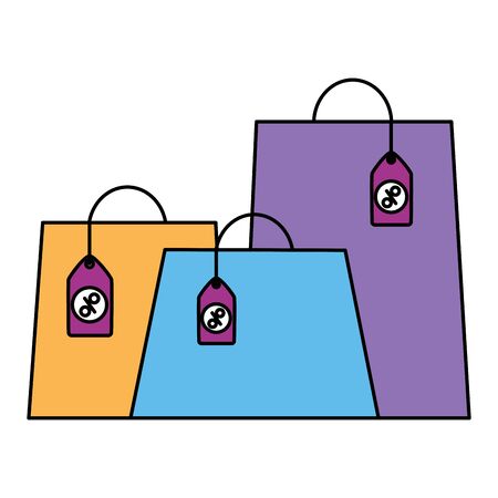 online shopping ecommerce bags tag prices offer vector illustrationのイラスト素材