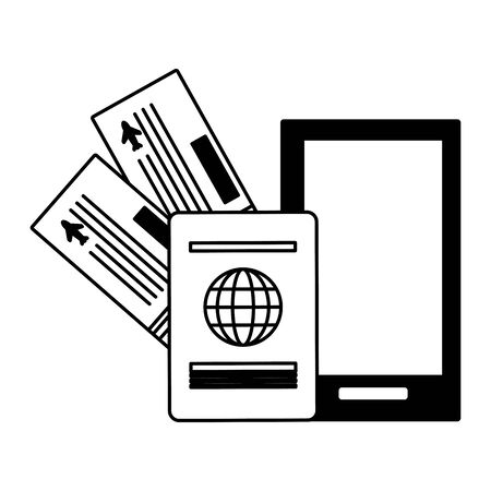 vacations smartphone passport air tickets vector illustrationのイラスト素材