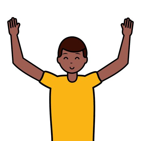 happy young man character on white background vector illustrationのイラスト素材