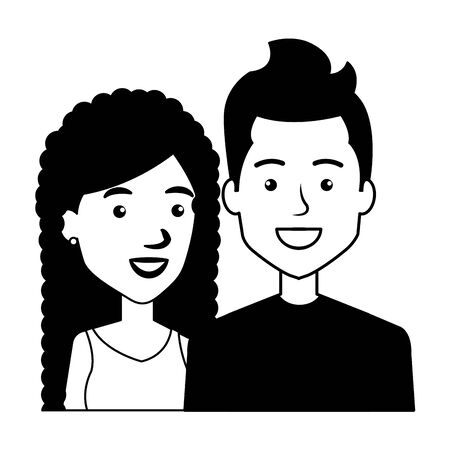 young couple urban style characters vector illustration designのイラスト素材