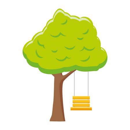 tree with swing on white background vector illustrationのイラスト素材