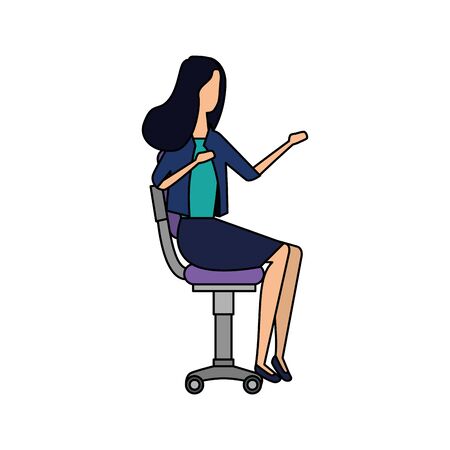 elegant businesswoman worker seated in office chair vector illustration designのイラスト素材