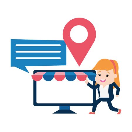 businesswoman online payment computer ecommerce vector illustrationのイラスト素材