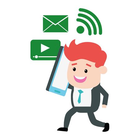 businessman online payment smartphone email wifi vector illustrationのイラスト素材