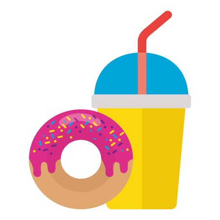 fast food donut and soda vector illustrationのイラスト素材