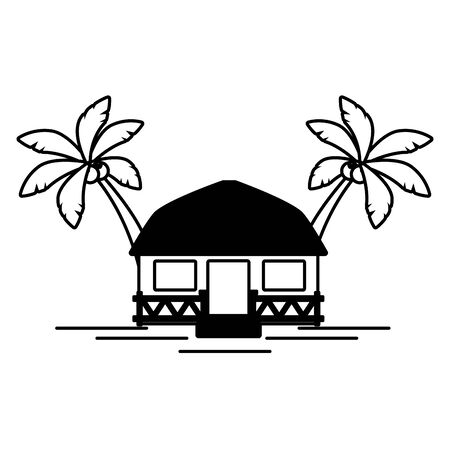 beach vacations bungalow exotic palms vector  illustrationのイラスト素材