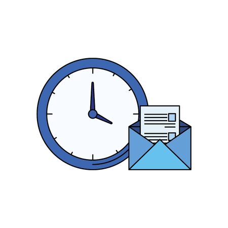 time clock watch with envelope mail vector illustration designのイラスト素材