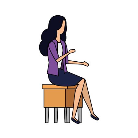 elegant businesswoman seated in bench vector illustration designのイラスト素材