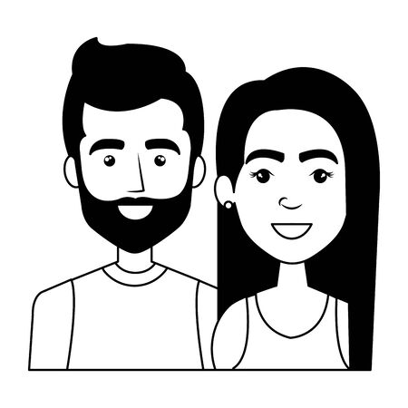 young couple urban style characters vector illustration designのイラスト素材