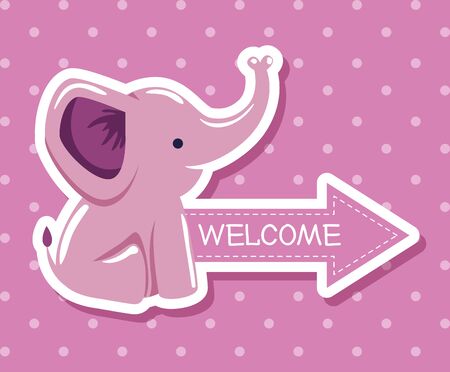 elephant decoration and celebration with arrow message to baby shower vector illustrationのイラスト素材