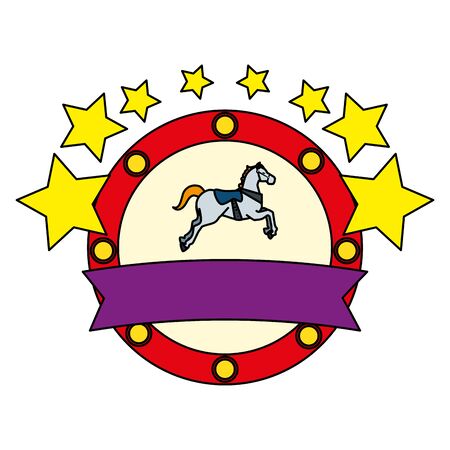 carousel horse carnival with stars emblem vector illustration designのイラスト素材
