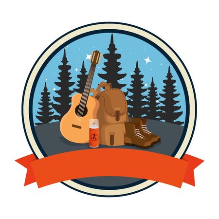 frame with camping zone and equipment vector illustration designのイラスト素材