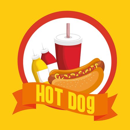hot dog combo with soda vector illustration graphic designのイラスト素材