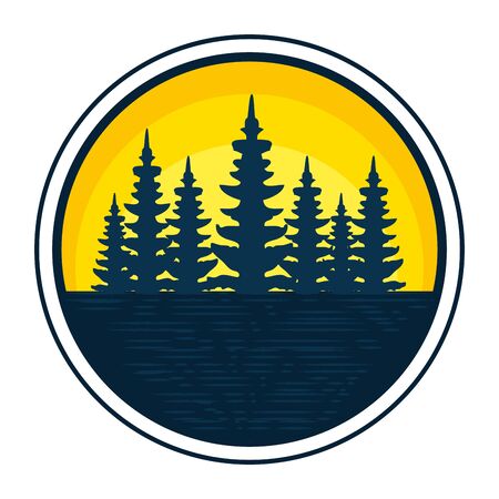 circular frame with forest zone vector illustration designのイラスト素材