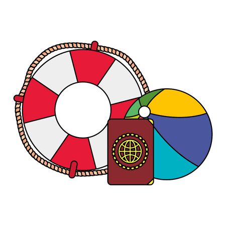 beach balloon with float and passport vector illustration designのイラスト素材