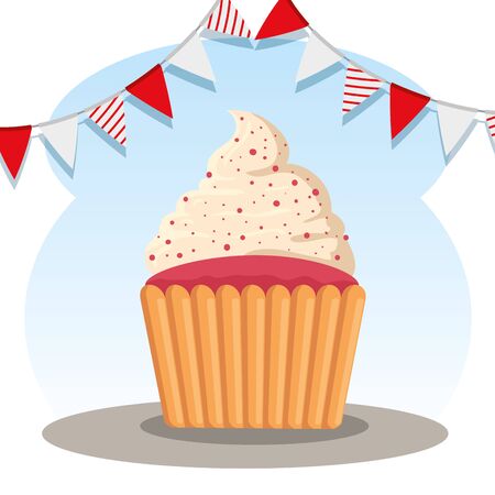 canada party banner flag with muffin to holiday celebration vector illustrationのイラスト素材