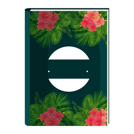 text book with tropical flowers print vector illustration designのイラスト素材