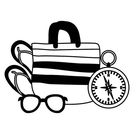 summer time holiday bag juice sunglasses flip flops hat vector illustrationのイラスト素材