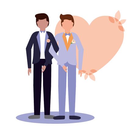 Grooms avatars design, Wedding marriage love celebration invitation and engagement theme Vector illustrationのイラスト素材