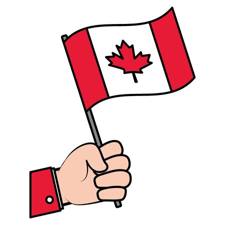 hand with canadian flag happy canada day vector illustrationのイラスト素材