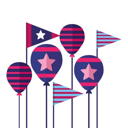 balloons flag american happy independence day vector illustrationのイラスト素材