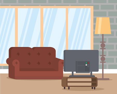 living room lamp couch television vector illustrationのイラスト素材