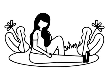 girl sitting mental disorder psychological depressed vector illustrationのイラスト素材