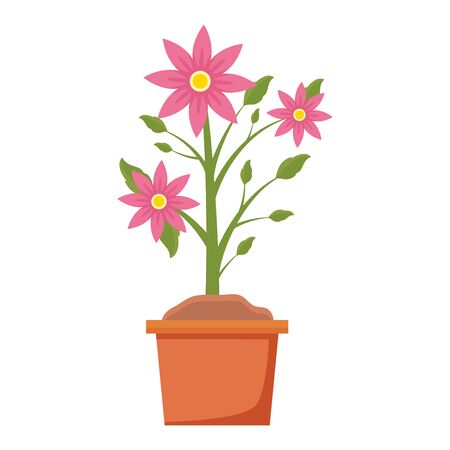 potted flowers decoration gardening flat design vector illustrationのイラスト素材