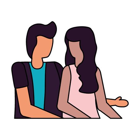 couple romantic love outdoors flat design vector illustrationのイラスト素材
