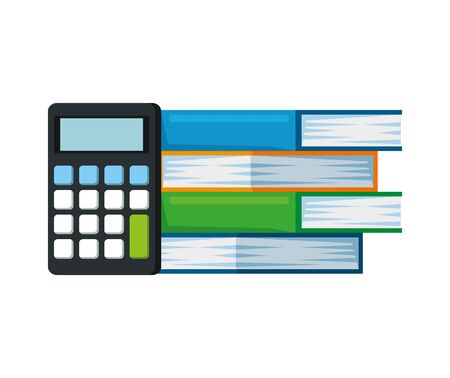 pile text books with calculator vector illustration designのイラスト素材