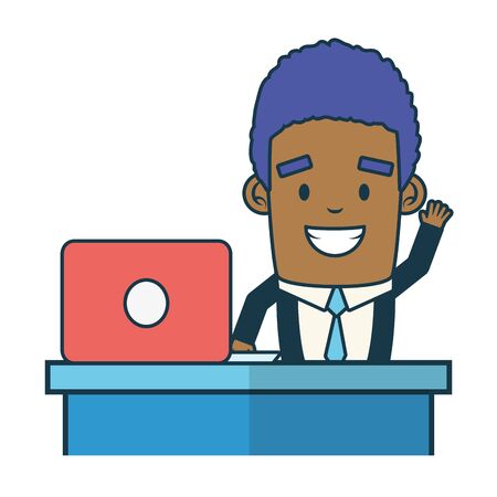 businessman working laptop send email vector illustrationのイラスト素材
