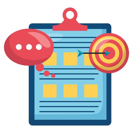 checklist clipboard document with target and speech bubble vector illustrationのイラスト素材