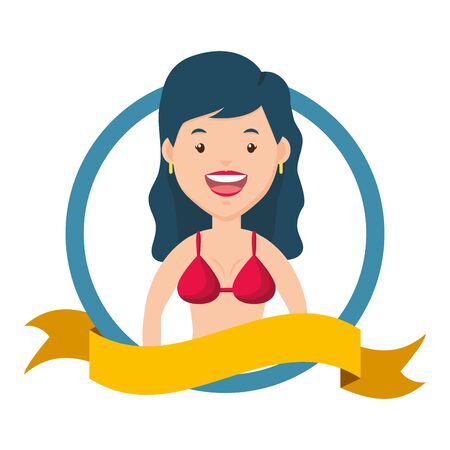 summer time woman in red bikini vector illustrationのイラスト素材