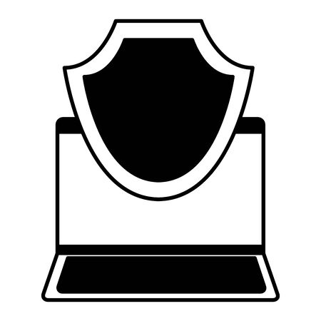 laptop computer shield protection data vector illustrationのイラスト素材