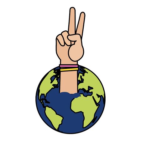 world hand peace and love international youth day vector illustrationのイラスト素材