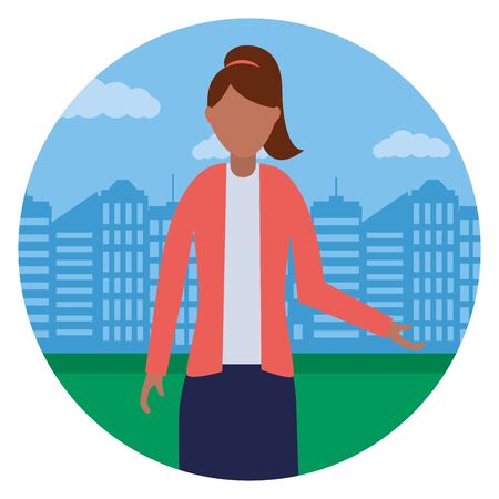 business woman in the city park vector illustrationのイラスト素材