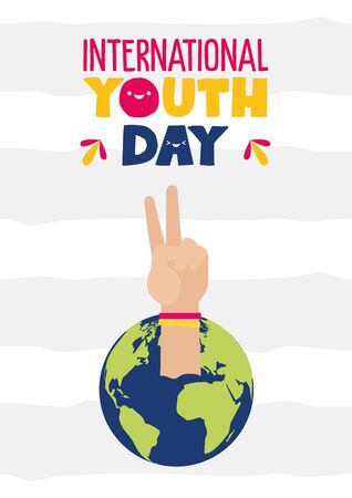 world peace and love happy youth day flat design vector illustrationのイラスト素材
