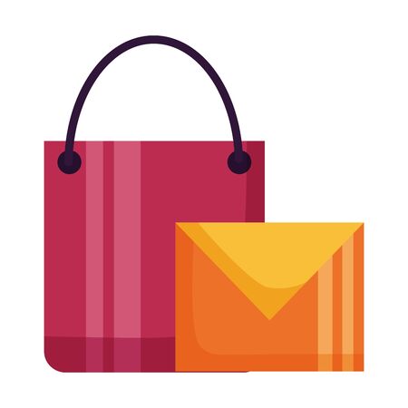 shopping bag email message on white background vector illustrationのイラスト素材