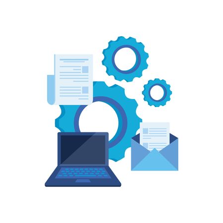 laptop computer with envelope email vector illustration designのイラスト素材