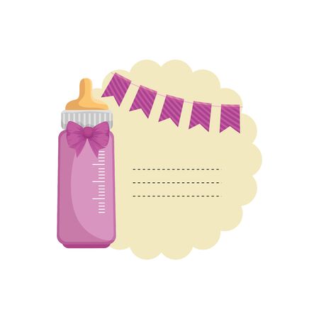 baby shower card with milk bottle vector illustration designのイラスト素材