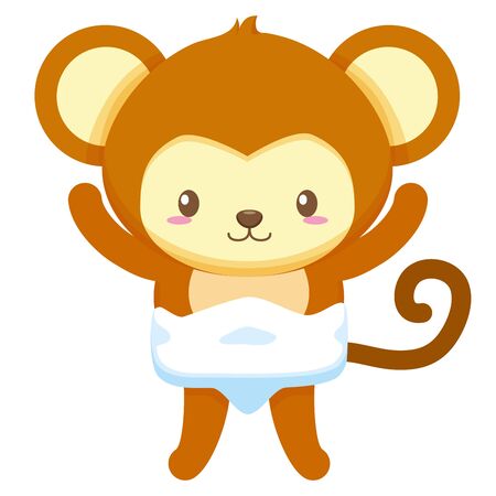 cute little monkey baby character vector illustration designのイラスト素材