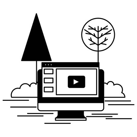 online shopping computer website outdoors vector illustrationのイラスト素材