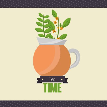 Tea pot design, Drink breakfast beverage tradition kitchen and aromatic theme Vector illustrationのイラスト素材
