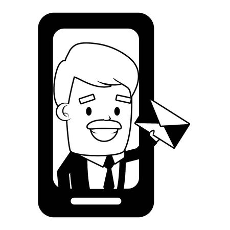 smartphone businessman digital send email vector illustrationのイラスト素材