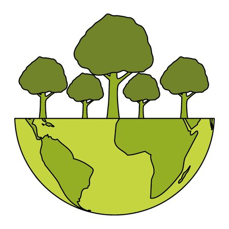 world planet forest trees eco friendly environment vector illustrationのイラスト素材